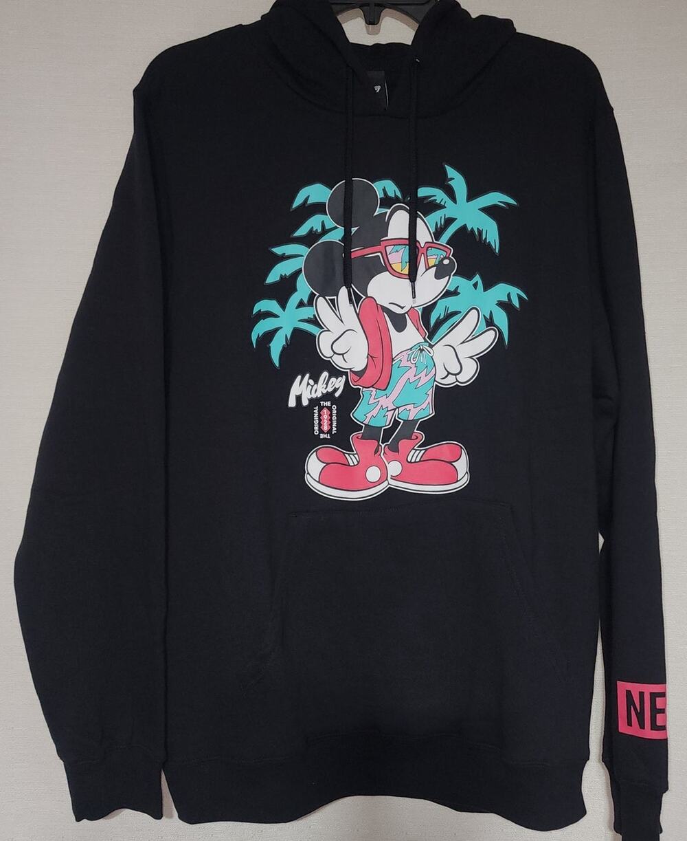 Mickey mouse tropical hoodie men's large black